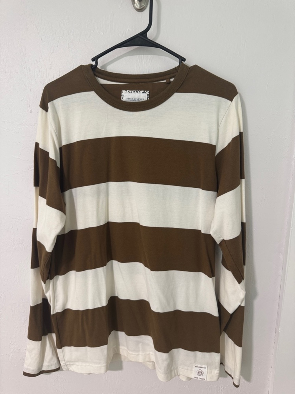 Denim & Flower Brown and Cream Stripe Crewneck Tee